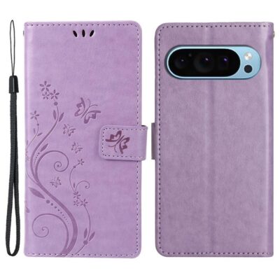 Google Pixel 9 / Pixel 9 Pro Kotelo Kukka Vaaleanvioletti