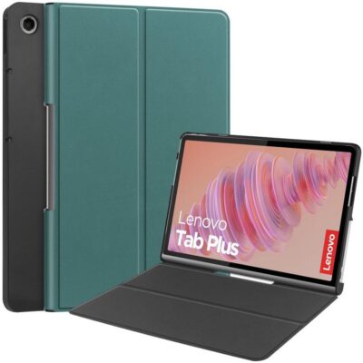 Lenovo Tab Plus Kannellinen Kotelo Tummanvihreä