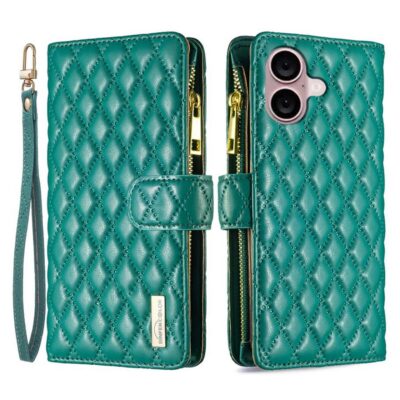 Apple iPhone 16 Lompakko Rhombus Tummanvihreä