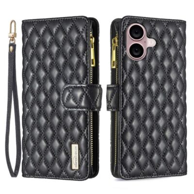 Apple iPhone 16 Plus Lompakko Rhombus Musta