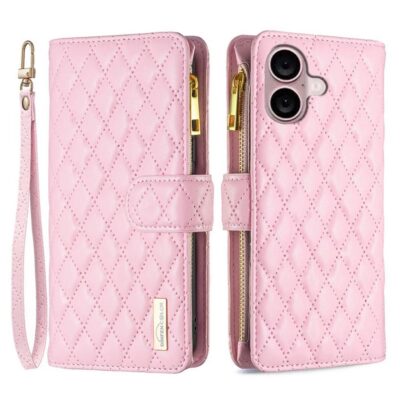 Apple iPhone 16 Plus Lompakko Rhombus Vaaleanpunainen