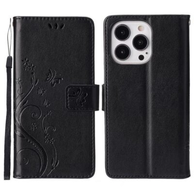 Apple iPhone 16 Pro Kotelo Kukka Musta