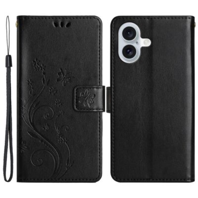 Apple iPhone 16 Suojakotelo Kukka Musta