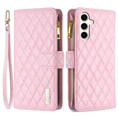 Samsung Galaxy S24 FE 5G Lompakko Rhombus Vaaleanpunainen