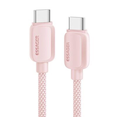 ESSAGER USB-C – USB-C Pikalatauskaapeli 100W 2m Vaaleanpunainen