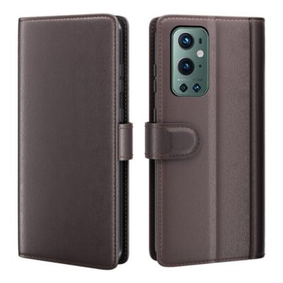 OnePlus 9 Pro Nahkakotelo Tummanruskea Lompakko