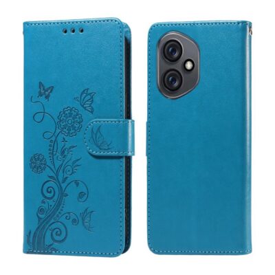 Honor 400 5G Lompakko Suojakotelo Kukka Sininen