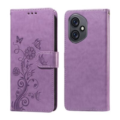 Honor 400 5G Lompakko Suojakotelo Kukka Violetti