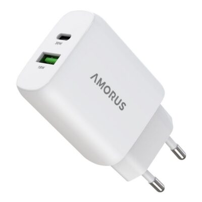 Amorus Pikalaturi USB-C + USB-A 30W