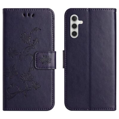 Samsung Galaxy S25 FE 5G Kotelo Kukka Kuvio Tummanvioletti