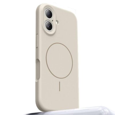 Apple iPhone 17 Silikoni Suojakuori MagSafe-Tuella Beige