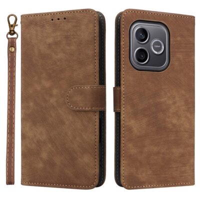 Honor 600 Lite 5G RFID Suojattu Lompakkokotelo Ruskea