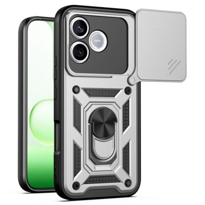 Honor 600 Lite 5G Sormus Kuori Kamerasuojalla Hopea