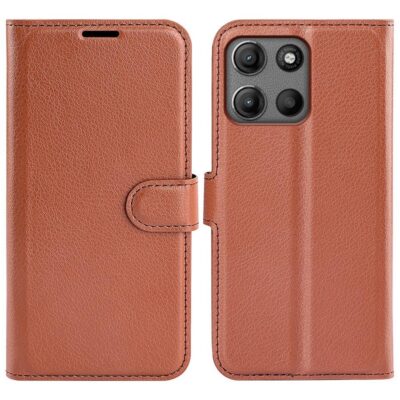 Motorola Moto G17 / G17 Power Kotelo PU-Nahka Ruskea