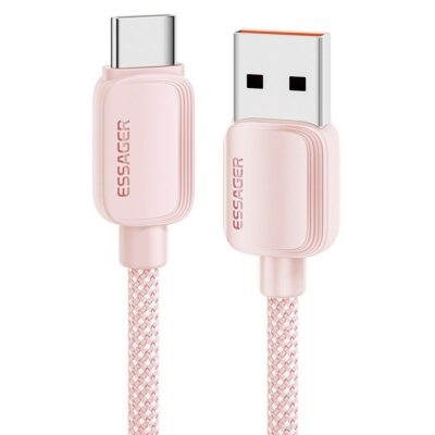 ESSAGER USB-C – USB-A Pikalatauskaapeli 100W 2m Vaaleanpunainen