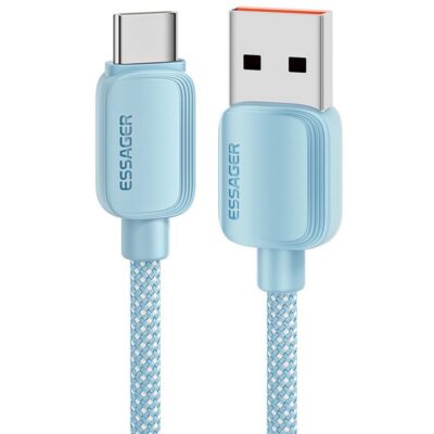ESSAGER USB-C – USB-A Pikalatauskaapeli 100W 2m Vaaleansininen