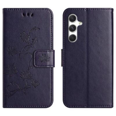 Samsung Galaxy A27 5G Kotelo Kukka Kuvio Tummanvioletti
