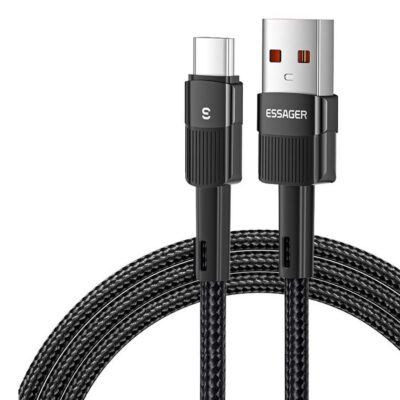 ESSAGER USB-C – USB-A Pikalatauskaapeli 66W 3m Musta
