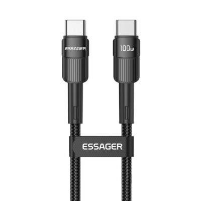 ESSAGER USB-C – USB-C Pikalatauskaapeli 100W 0.5m Musta