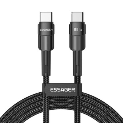 ESSAGER USB-C – USB-C Pikalatauskaapeli 100W 3m Musta